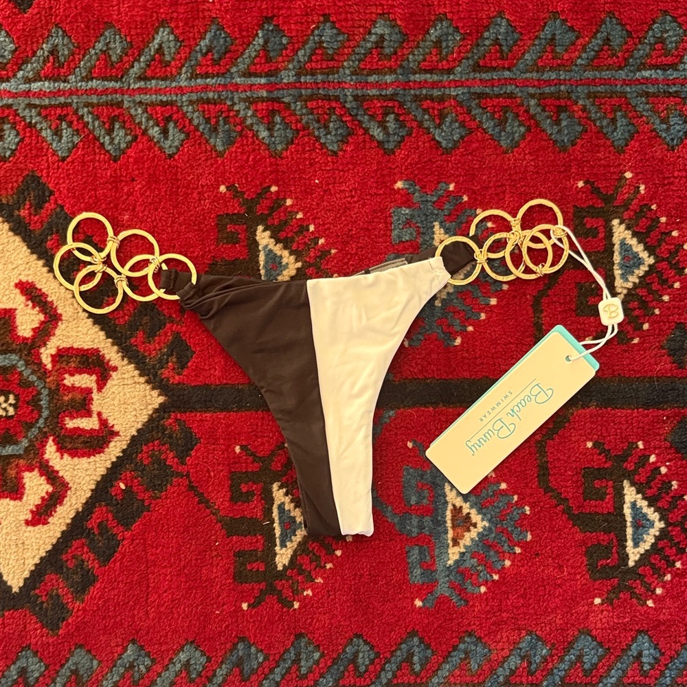 Beach Bunny Lexi Bikini Bottom with Gold Ring Accents NWT MEDIUM